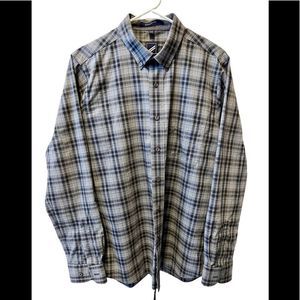 HECHTER , Long sleeve button up, size large, black and gray plaid